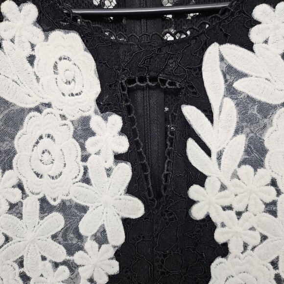 Free Generation Dress Black and White Floral Lace-Up Women's Cooktail Dress M - Picture 4 of 16